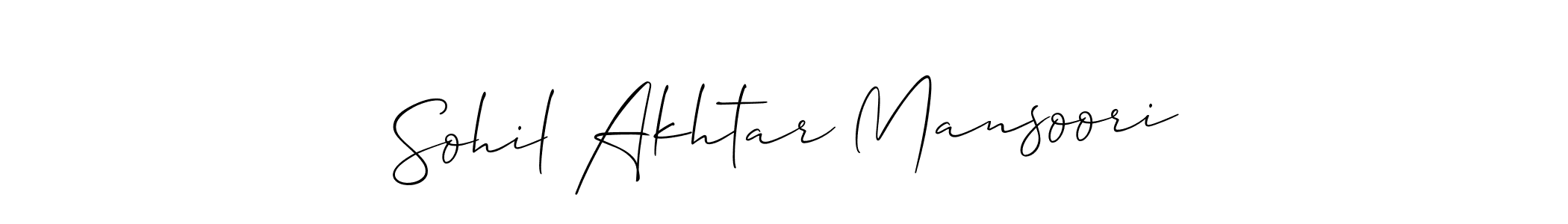 if you are searching for the best signature style for your name Sohil Akhtar Mansoori. so please give up your signature search. here we have designed multiple signature styles  using Allison_Script. Sohil Akhtar Mansoori signature style 2 images and pictures png