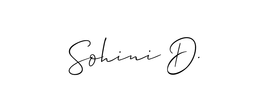 The best way (Allison_Script) to make a short signature is to pick only two or three words in your name. The name Sohini D. include a total of six letters. For converting this name. Sohini D. signature style 2 images and pictures png