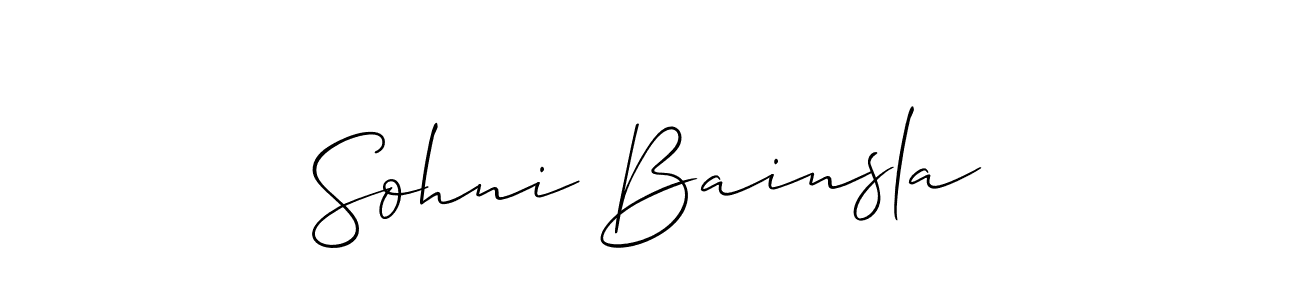 if you are searching for the best signature style for your name Sohni Bainsla. so please give up your signature search. here we have designed multiple signature styles  using Allison_Script. Sohni Bainsla signature style 2 images and pictures png