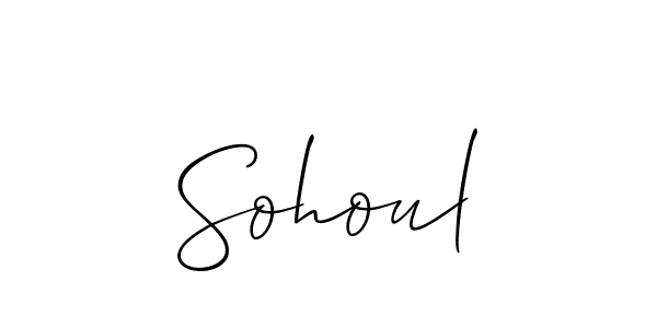 Allison_Script is a professional signature style that is perfect for those who want to add a touch of class to their signature. It is also a great choice for those who want to make their signature more unique. Get Sohoul name to fancy signature for free. Sohoul signature style 2 images and pictures png