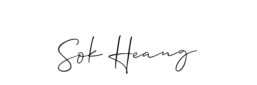 Also You can easily find your signature by using the search form. We will create Sok Heang name handwritten signature images for you free of cost using Allison_Script sign style. Sok Heang signature style 2 images and pictures png