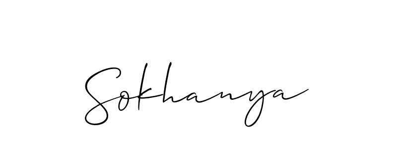 Make a beautiful signature design for name Sokhanya. With this signature (Allison_Script) style, you can create a handwritten signature for free. Sokhanya signature style 2 images and pictures png