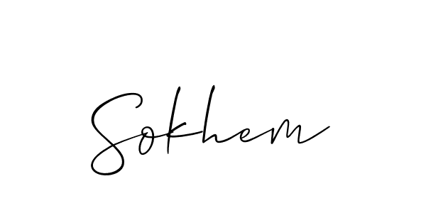 Design your own signature with our free online signature maker. With this signature software, you can create a handwritten (Allison_Script) signature for name Sokhem. Sokhem signature style 2 images and pictures png