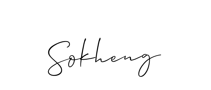 How to make Sokheng name signature. Use Allison_Script style for creating short signs online. This is the latest handwritten sign. Sokheng signature style 2 images and pictures png