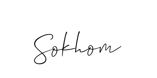 Make a beautiful signature design for name Sokhom. With this signature (Allison_Script) style, you can create a handwritten signature for free. Sokhom signature style 2 images and pictures png