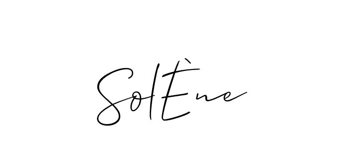 The best way (Allison_Script) to make a short signature is to pick only two or three words in your name. The name SolÈne include a total of six letters. For converting this name. SolÈne signature style 2 images and pictures png