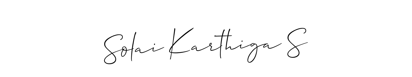 if you are searching for the best signature style for your name Solai Karthiga S. so please give up your signature search. here we have designed multiple signature styles  using Allison_Script. Solai Karthiga S signature style 2 images and pictures png