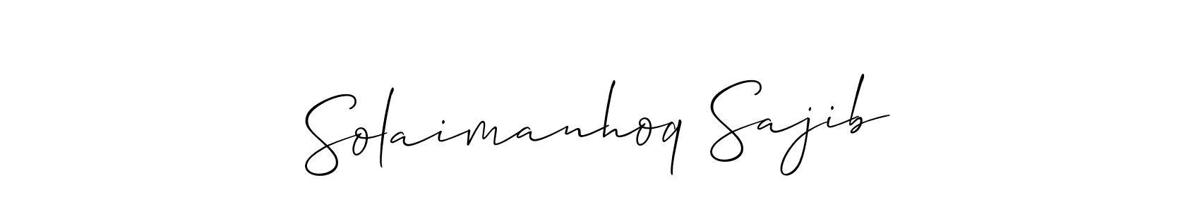 How to Draw Solaimanhoq Sajib signature style? Allison_Script is a latest design signature styles for name Solaimanhoq Sajib. Solaimanhoq Sajib signature style 2 images and pictures png