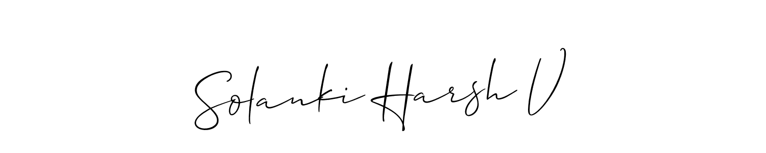 The best way (Allison_Script) to make a short signature is to pick only two or three words in your name. The name Solanki Harsh V include a total of six letters. For converting this name. Solanki Harsh V signature style 2 images and pictures png