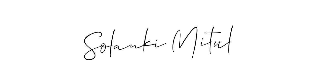 Make a short Solanki Mitul signature style. Manage your documents anywhere anytime using Allison_Script. Create and add eSignatures, submit forms, share and send files easily. Solanki Mitul signature style 2 images and pictures png