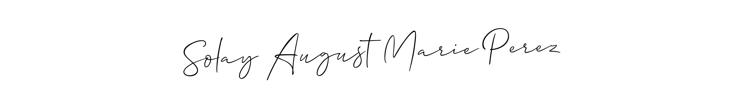 Use a signature maker to create a handwritten signature online. With this signature software, you can design (Allison_Script) your own signature for name Solay August Marie Perez. Solay August Marie Perez signature style 2 images and pictures png