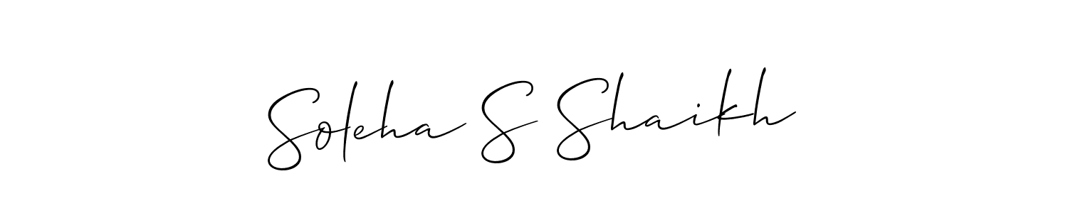 Also You can easily find your signature by using the search form. We will create Soleha S Shaikh name handwritten signature images for you free of cost using Allison_Script sign style. Soleha S Shaikh signature style 2 images and pictures png