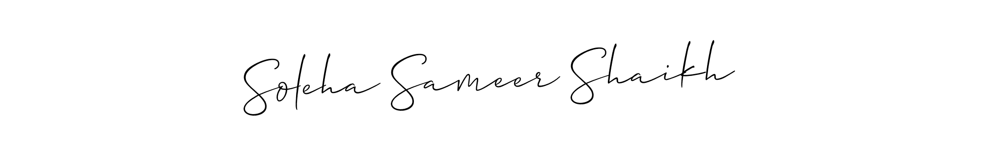 Make a beautiful signature design for name Soleha Sameer Shaikh. With this signature (Allison_Script) style, you can create a handwritten signature for free. Soleha Sameer Shaikh signature style 2 images and pictures png