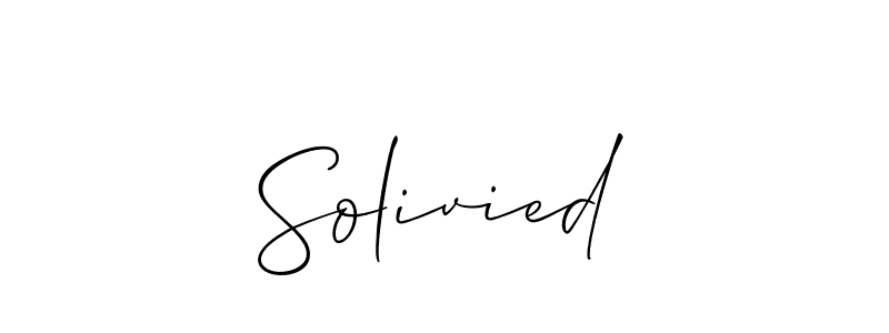 Use a signature maker to create a handwritten signature online. With this signature software, you can design (Allison_Script) your own signature for name Solivied. Solivied signature style 2 images and pictures png