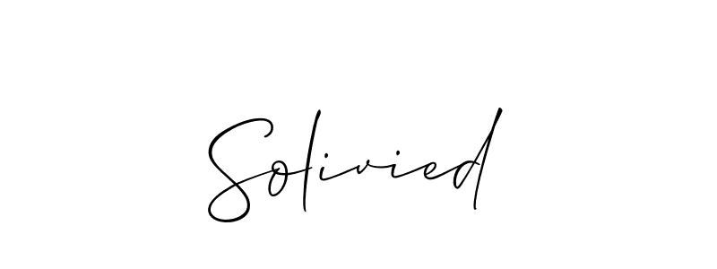 Make a short Solivied signature style. Manage your documents anywhere anytime using Allison_Script. Create and add eSignatures, submit forms, share and send files easily. Solivied signature style 2 images and pictures png