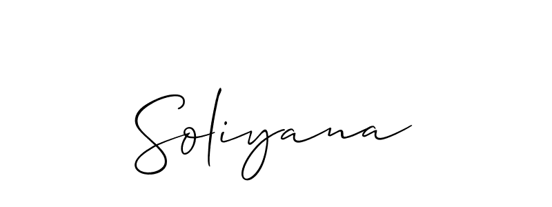 Also we have Soliyana name is the best signature style. Create professional handwritten signature collection using Allison_Script autograph style. Soliyana signature style 2 images and pictures png