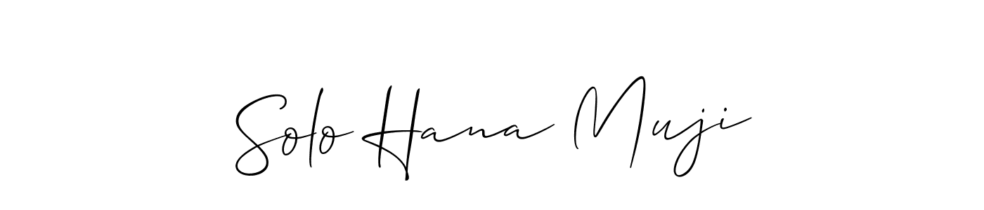 How to make Solo Hana Muji name signature. Use Allison_Script style for creating short signs online. This is the latest handwritten sign. Solo Hana Muji signature style 2 images and pictures png