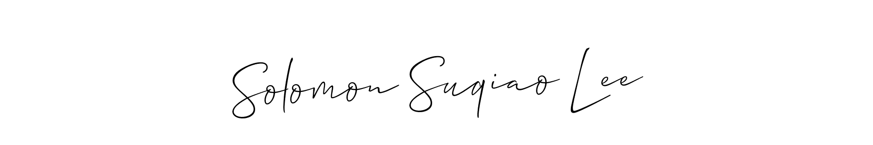 Also You can easily find your signature by using the search form. We will create Solomon Suqiao Lee name handwritten signature images for you free of cost using Allison_Script sign style. Solomon Suqiao Lee signature style 2 images and pictures png