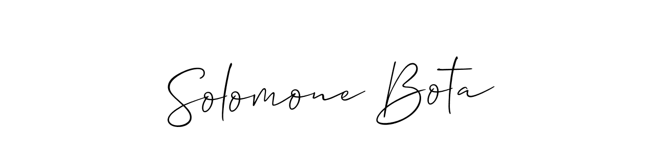 The best way (Allison_Script) to make a short signature is to pick only two or three words in your name. The name Solomone Bota include a total of six letters. For converting this name. Solomone Bota signature style 2 images and pictures png