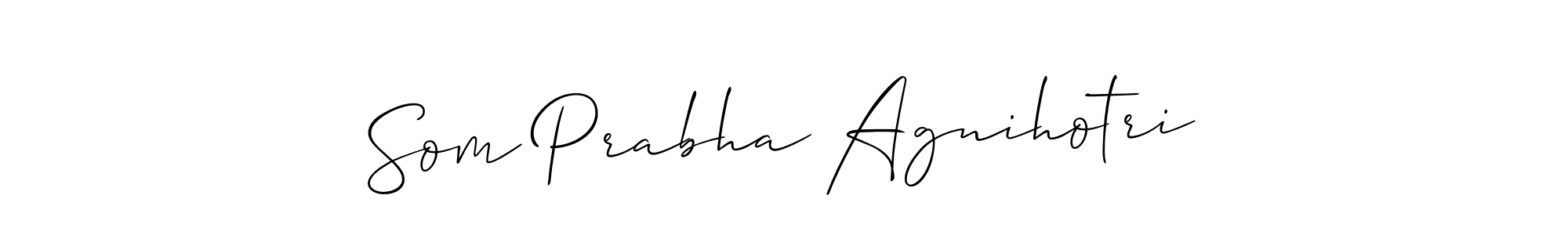 You should practise on your own different ways (Allison_Script) to write your name (Som Prabha Agnihotri) in signature. don't let someone else do it for you. Som Prabha Agnihotri signature style 2 images and pictures png