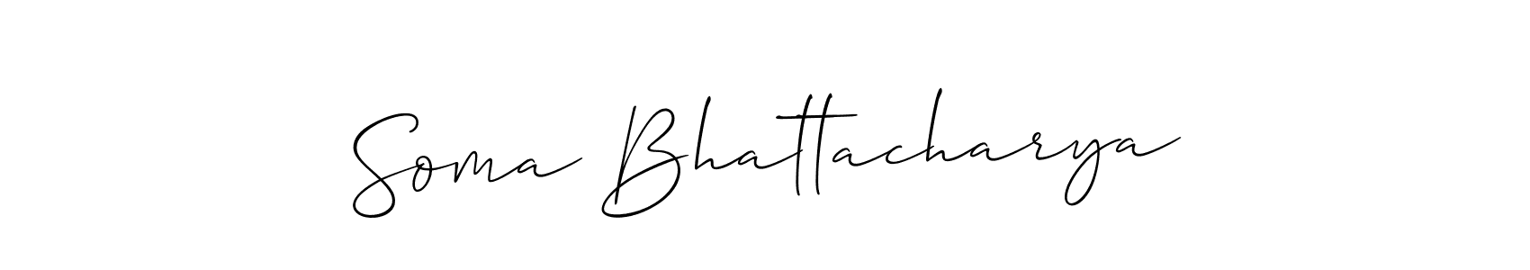 The best way (Allison_Script) to make a short signature is to pick only two or three words in your name. The name Soma Bhattacharya include a total of six letters. For converting this name. Soma Bhattacharya signature style 2 images and pictures png