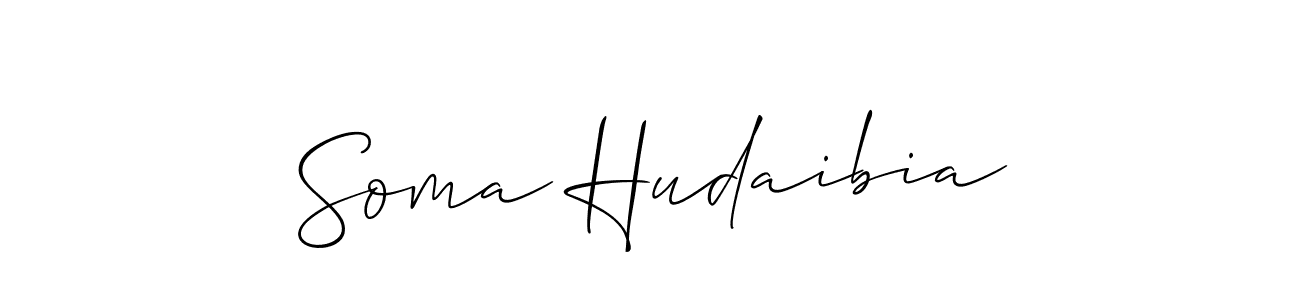 How to make Soma Hudaibia name signature. Use Allison_Script style for creating short signs online. This is the latest handwritten sign. Soma Hudaibia signature style 2 images and pictures png