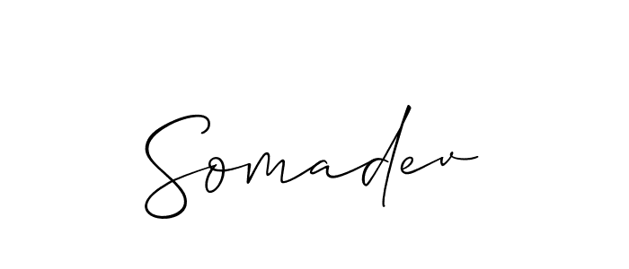 The best way (Allison_Script) to make a short signature is to pick only two or three words in your name. The name Somadev include a total of six letters. For converting this name. Somadev signature style 2 images and pictures png