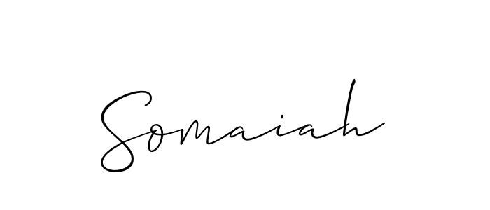 Design your own signature with our free online signature maker. With this signature software, you can create a handwritten (Allison_Script) signature for name Somaiah. Somaiah signature style 2 images and pictures png