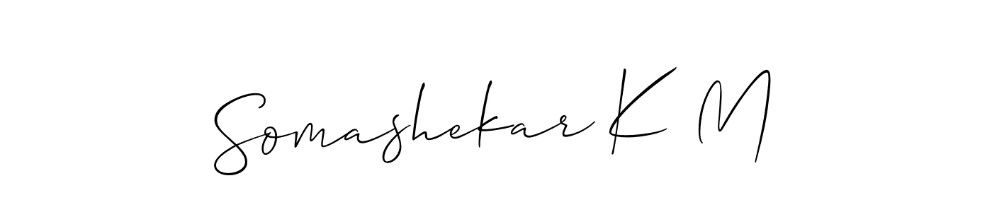 The best way (Allison_Script) to make a short signature is to pick only two or three words in your name. The name Somashekar K M include a total of six letters. For converting this name. Somashekar K M signature style 2 images and pictures png