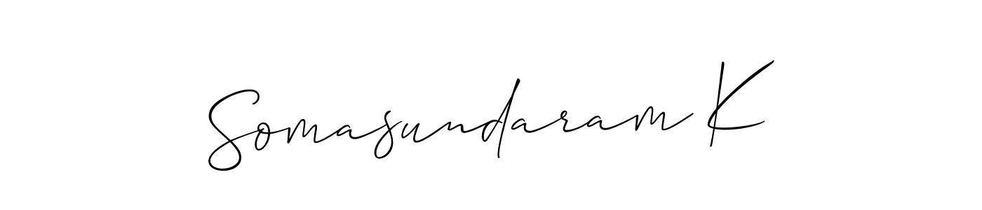 How to make Somasundaram K name signature. Use Allison_Script style for creating short signs online. This is the latest handwritten sign. Somasundaram K signature style 2 images and pictures png