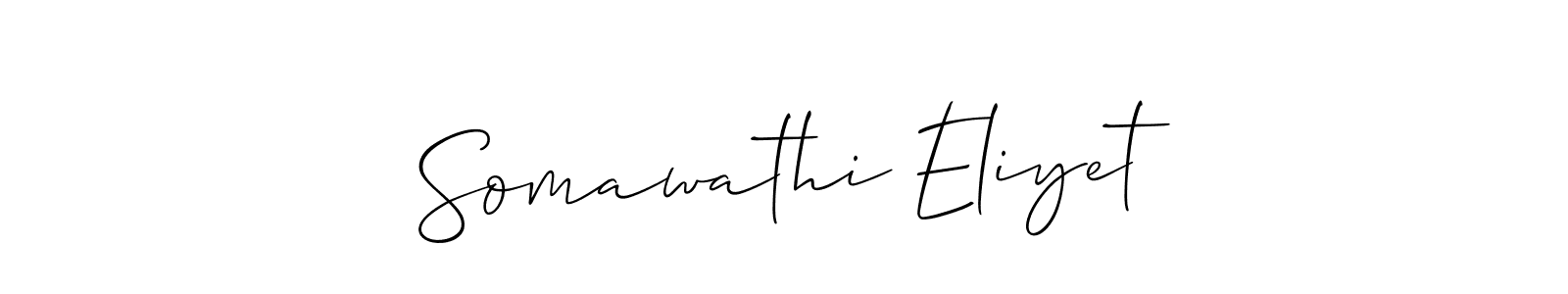 Make a short Somawathi Eliyet signature style. Manage your documents anywhere anytime using Allison_Script. Create and add eSignatures, submit forms, share and send files easily. Somawathi Eliyet signature style 2 images and pictures png