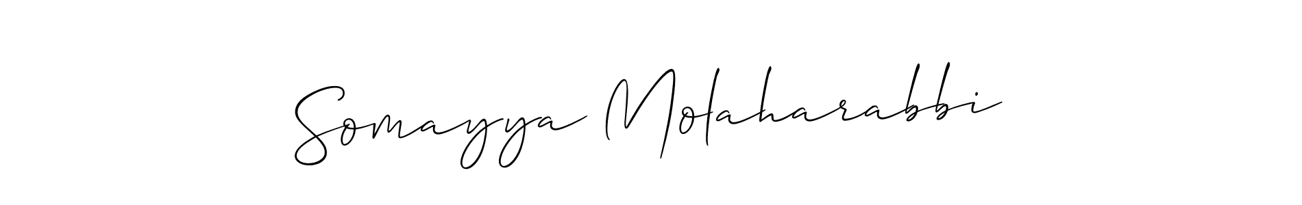 Allison_Script is a professional signature style that is perfect for those who want to add a touch of class to their signature. It is also a great choice for those who want to make their signature more unique. Get Somayya Molaharabbi name to fancy signature for free. Somayya Molaharabbi signature style 2 images and pictures png
