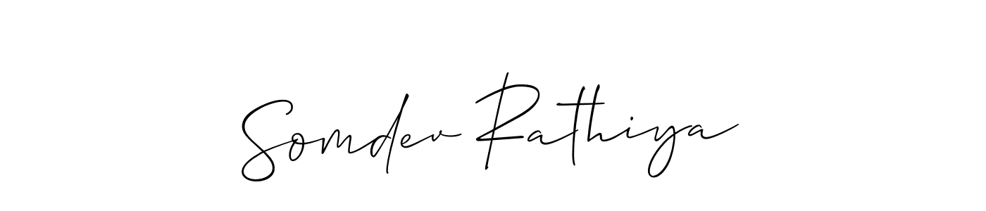 Also You can easily find your signature by using the search form. We will create Somdev Rathiya name handwritten signature images for you free of cost using Allison_Script sign style. Somdev Rathiya signature style 2 images and pictures png