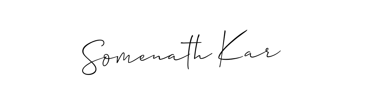 Create a beautiful signature design for name Somenath Kar. With this signature (Allison_Script) fonts, you can make a handwritten signature for free. Somenath Kar signature style 2 images and pictures png