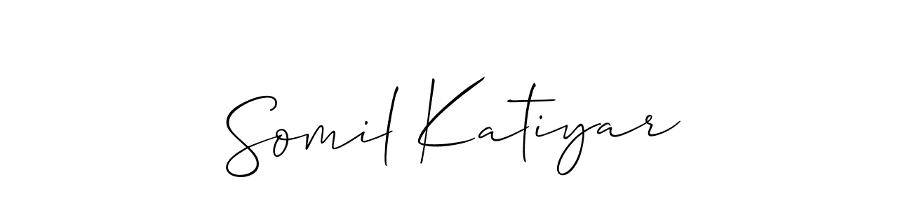 You should practise on your own different ways (Allison_Script) to write your name (Somil Katiyar) in signature. don't let someone else do it for you. Somil Katiyar signature style 2 images and pictures png