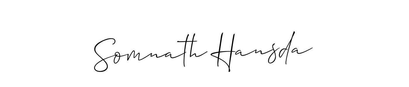 Create a beautiful signature design for name Somnath Hansda. With this signature (Allison_Script) fonts, you can make a handwritten signature for free. Somnath Hansda signature style 2 images and pictures png