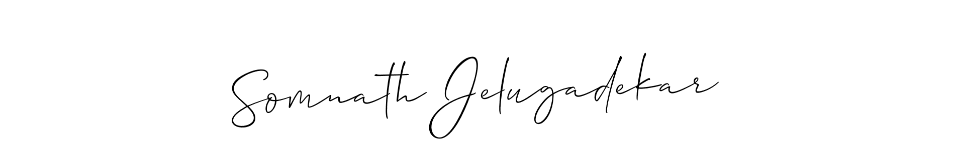 This is the best signature style for the Somnath Jelugadekar name. Also you like these signature font (Allison_Script). Mix name signature. Somnath Jelugadekar signature style 2 images and pictures png