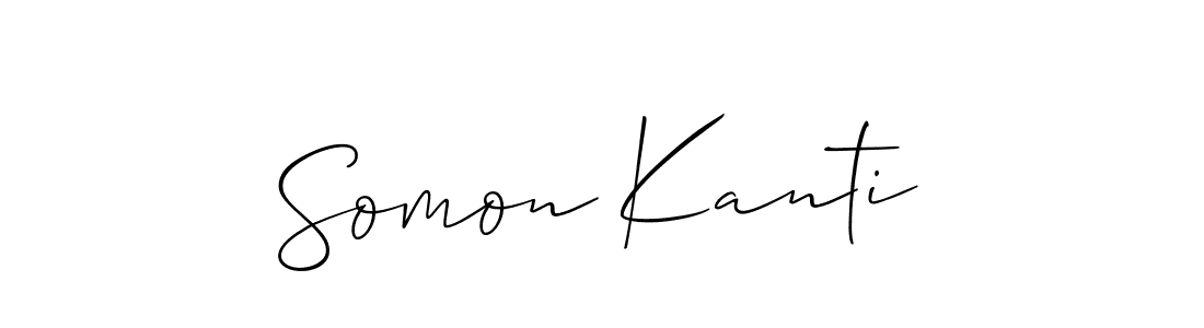 The best way (Allison_Script) to make a short signature is to pick only two or three words in your name. The name Somon Kanti include a total of six letters. For converting this name. Somon Kanti signature style 2 images and pictures png