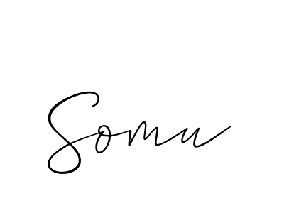 Design your own signature with our free online signature maker. With this signature software, you can create a handwritten (Allison_Script) signature for name Somu. Somu signature style 2 images and pictures png