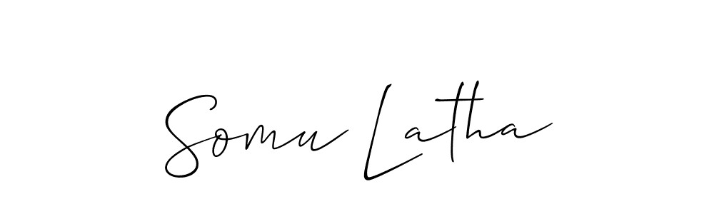 How to make Somu Latha name signature. Use Allison_Script style for creating short signs online. This is the latest handwritten sign. Somu Latha signature style 2 images and pictures png