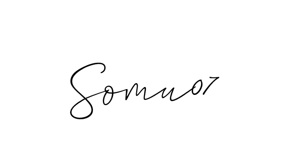 Use a signature maker to create a handwritten signature online. With this signature software, you can design (Allison_Script) your own signature for name Somu07. Somu07 signature style 2 images and pictures png