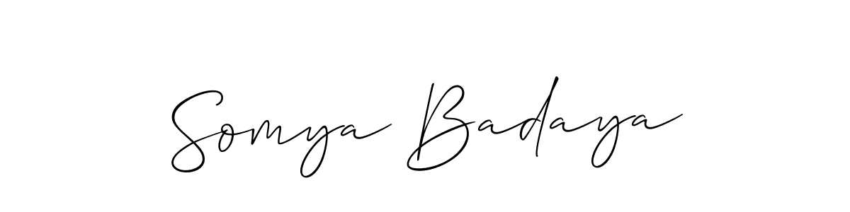 How to make Somya Badaya signature? Allison_Script is a professional autograph style. Create handwritten signature for Somya Badaya name. Somya Badaya signature style 2 images and pictures png