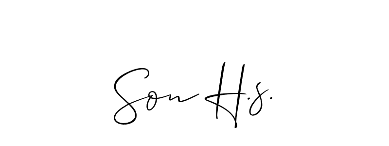 Also You can easily find your signature by using the search form. We will create Son H.s. name handwritten signature images for you free of cost using Allison_Script sign style. Son H.s. signature style 2 images and pictures png