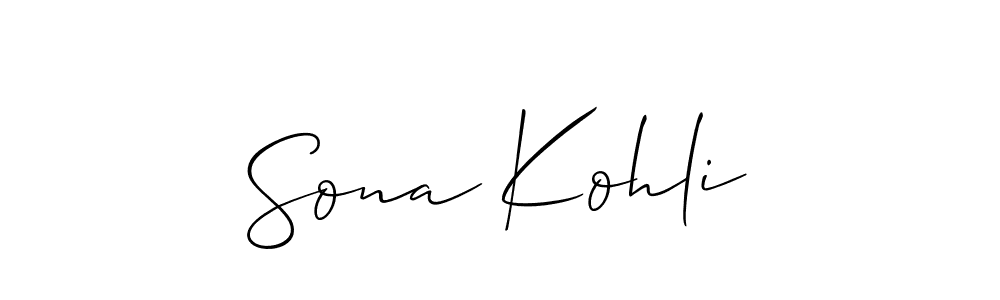 The best way (Allison_Script) to make a short signature is to pick only two or three words in your name. The name Sona Kohli include a total of six letters. For converting this name. Sona Kohli signature style 2 images and pictures png