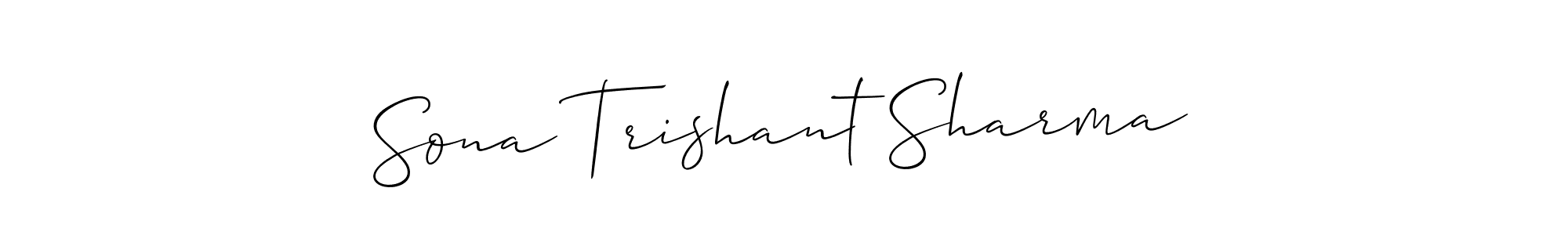 if you are searching for the best signature style for your name Sona Trishant Sharma. so please give up your signature search. here we have designed multiple signature styles  using Allison_Script. Sona Trishant Sharma signature style 2 images and pictures png