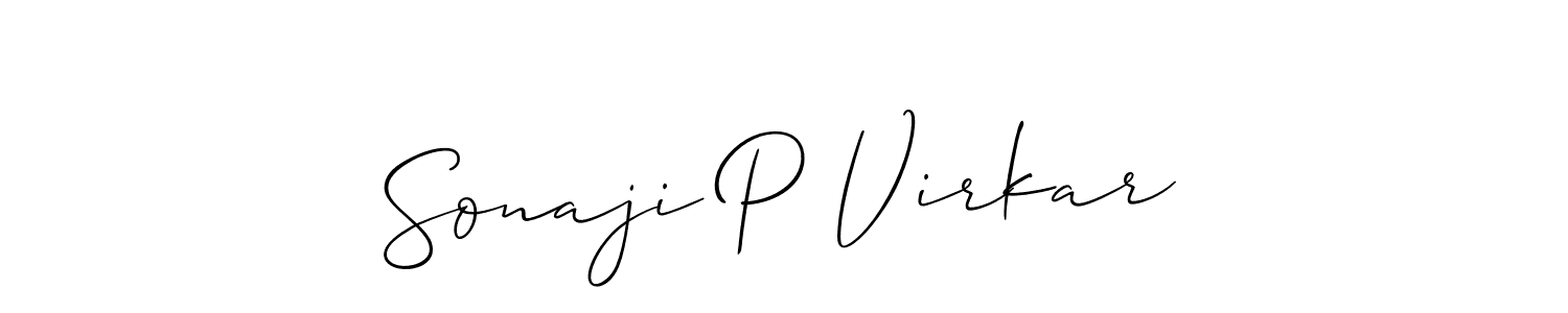 Similarly Allison_Script is the best handwritten signature design. Signature creator online .You can use it as an online autograph creator for name Sonaji P Virkar. Sonaji P Virkar signature style 2 images and pictures png