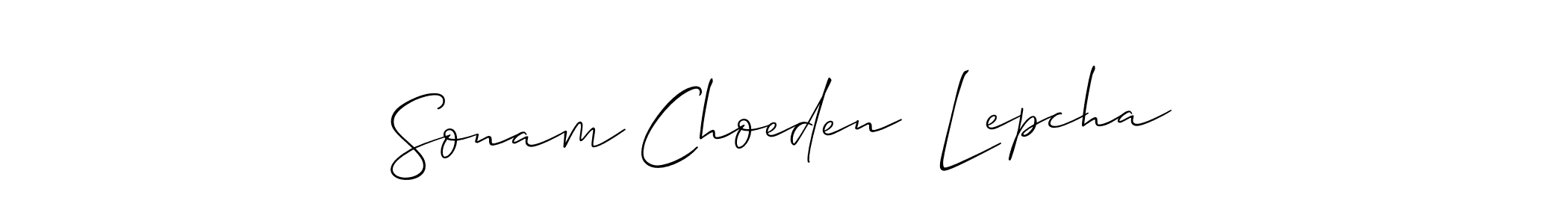 Make a short Sonam Choeden  Lepcha signature style. Manage your documents anywhere anytime using Allison_Script. Create and add eSignatures, submit forms, share and send files easily. Sonam Choeden  Lepcha signature style 2 images and pictures png