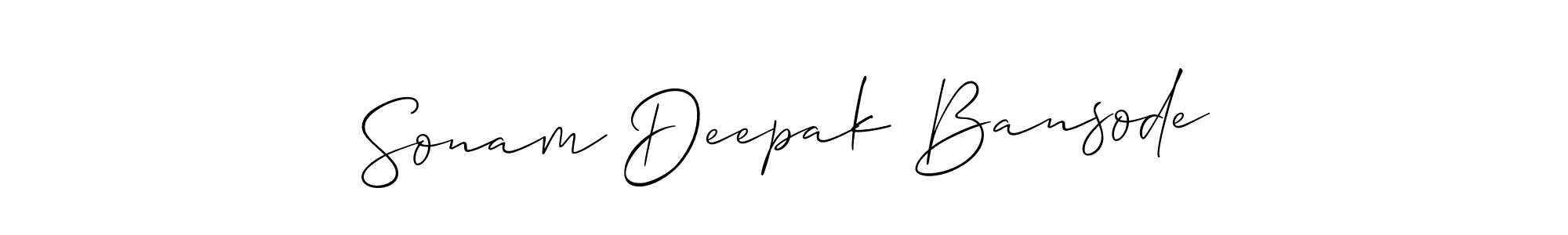 Make a short Sonam Deepak Bansode signature style. Manage your documents anywhere anytime using Allison_Script. Create and add eSignatures, submit forms, share and send files easily. Sonam Deepak Bansode signature style 2 images and pictures png