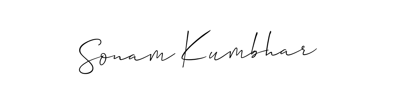 The best way (Allison_Script) to make a short signature is to pick only two or three words in your name. The name Sonam Kumbhar include a total of six letters. For converting this name. Sonam Kumbhar signature style 2 images and pictures png