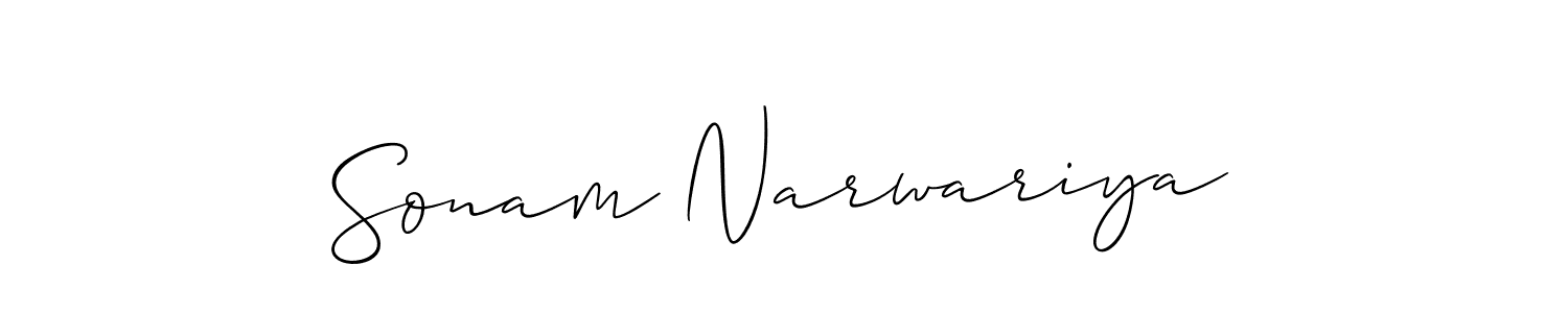 Also we have Sonam Narwariya name is the best signature style. Create professional handwritten signature collection using Allison_Script autograph style. Sonam Narwariya signature style 2 images and pictures png
